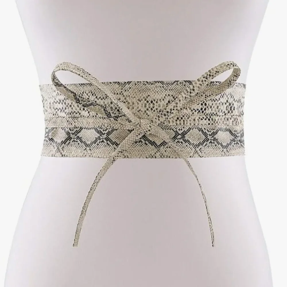 PU Leather Self Tie Wrap Belt